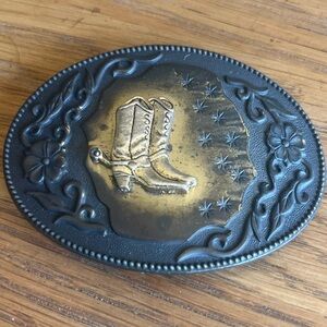 Cowboy Boot Western Ornate Vintage Belt Buckle